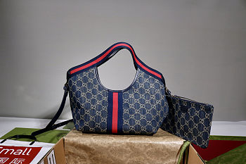 Gucci Giglio small tote bag Variation blue and white GG denim 25x20x15cm