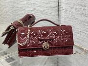 Dior Mini Bag Black Patent Cannage Calfskin Red Bag 21x11x5cm - 1