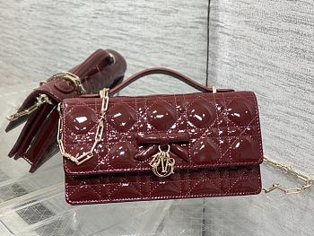 Dior Mini Bag Black Patent Cannage Calfskin Red Bag 21x11x5cm