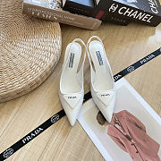 Prada Brushed Leather Slingback Pumps White 7cm - 1