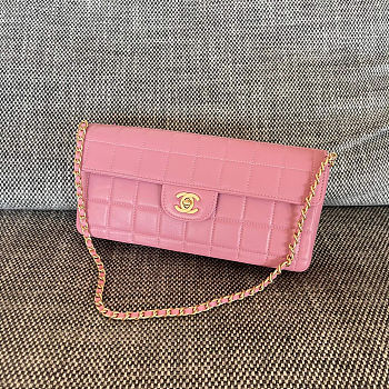 Chanel Pink Chocolate Bar East West Bag 26x13x4cm