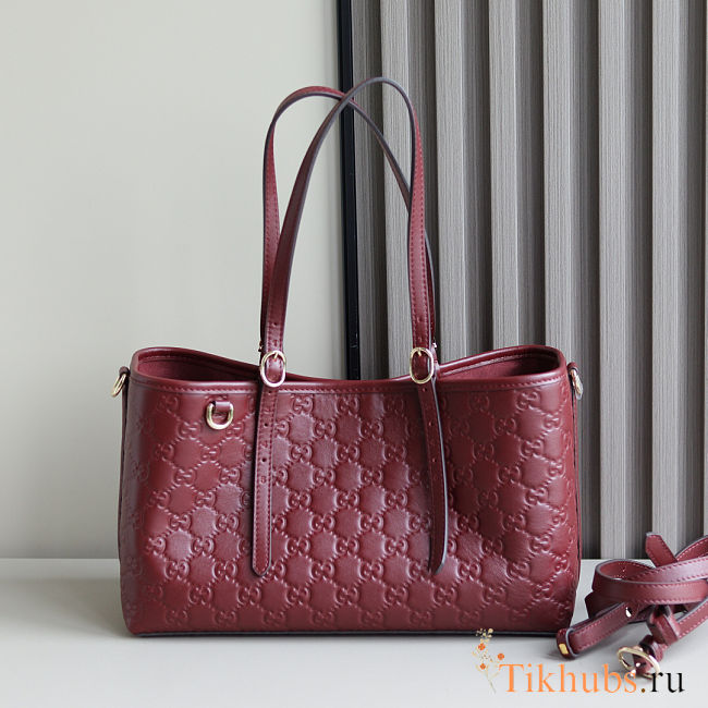 Gucci Gg Emblem Large ToteBag, Leather in Red 31x18x11cm - 1