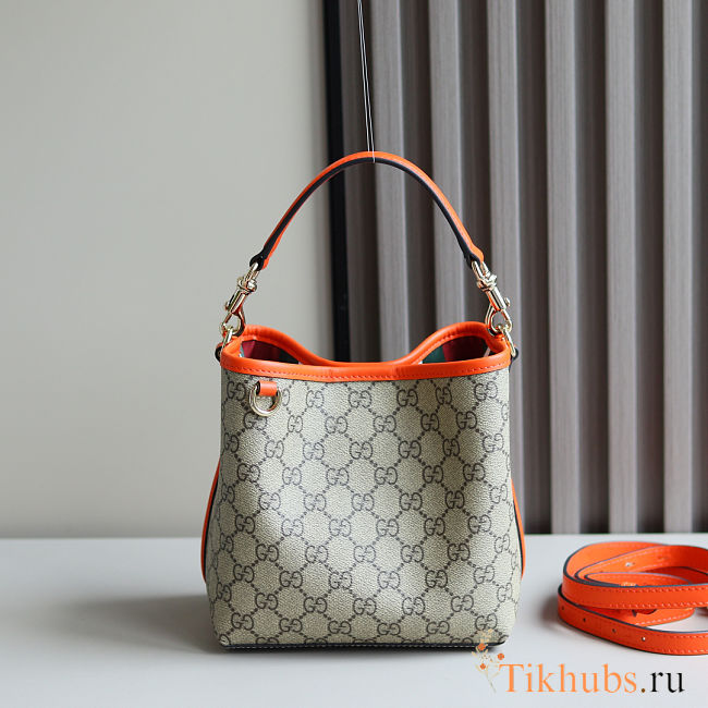 Gucci GG Emblem mini bucket orange bag 20.5x18x11.5 - 1