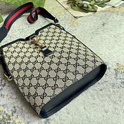 Gucci Mini Bucket Shoulder Bag - Beige And Blue Canvas 26.5x21.5x8cm - 4