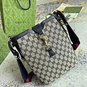 Gucci Mini Bucket Shoulder Bag - Beige And Blue Canvas 26.5x21.5x8cm - 2