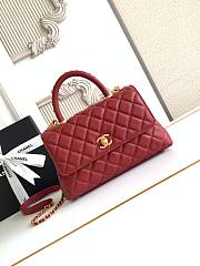 Chanel Quilted Caviar Mini Coco Top Handle Red Bag 23cm - 1