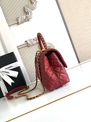 Chanel Quilted Caviar Mini Coco Top Handle Red Bag 23cm - 3