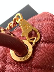 Chanel Quilted Caviar Mini Coco Top Handle Red Bag 23cm - 2