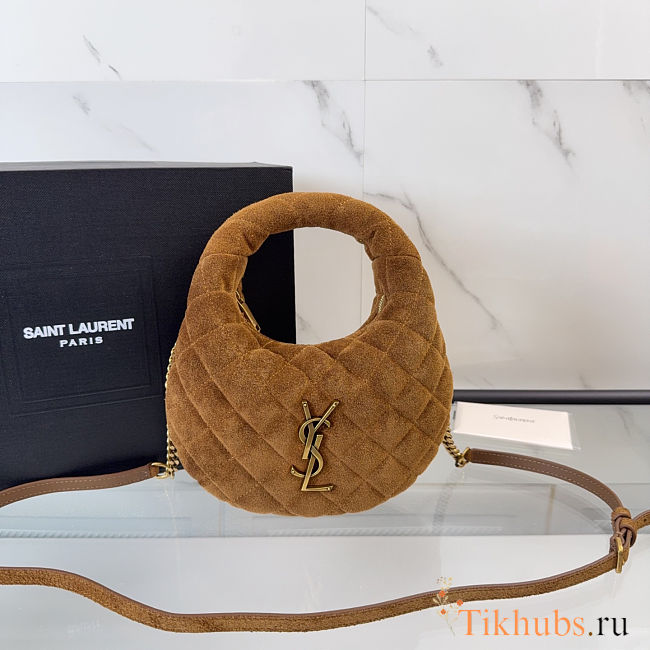 Saint Laurent Icarino mini quilted bag in brown suede 19x12x5cm - 1