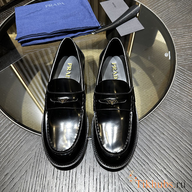 Prada Men Brushed Leather Loafers in black - 1