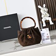 Chanel AS4981 shopping bag in brown suede with a tortoise handle 9X12X8cm - 1