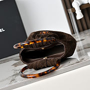 Chanel AS4981 shopping bag in brown suede with a tortoise handle 9X12X8cm - 4