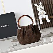 Chanel AS4981 shopping bag in brown suede with a tortoise handle 9X12X8cm - 2