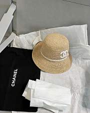 Chanel Beige Straw Bucket Hat  - 1
