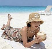 Chanel Beige Straw Bucket Hat  - 5