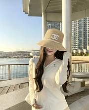 Chanel Beige Straw Bucket Hat  - 4