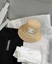 Chanel Beige Straw Bucket Hat  - 2