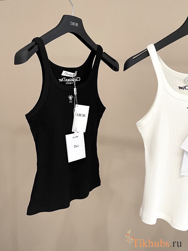 Dior Tank Top Black Ribbed Cotton Jersey - 1