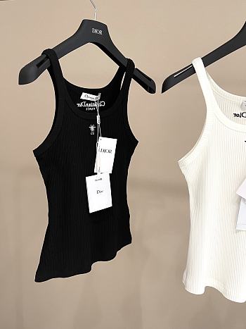 Dior Tank Top Black Ribbed Cotton Jersey