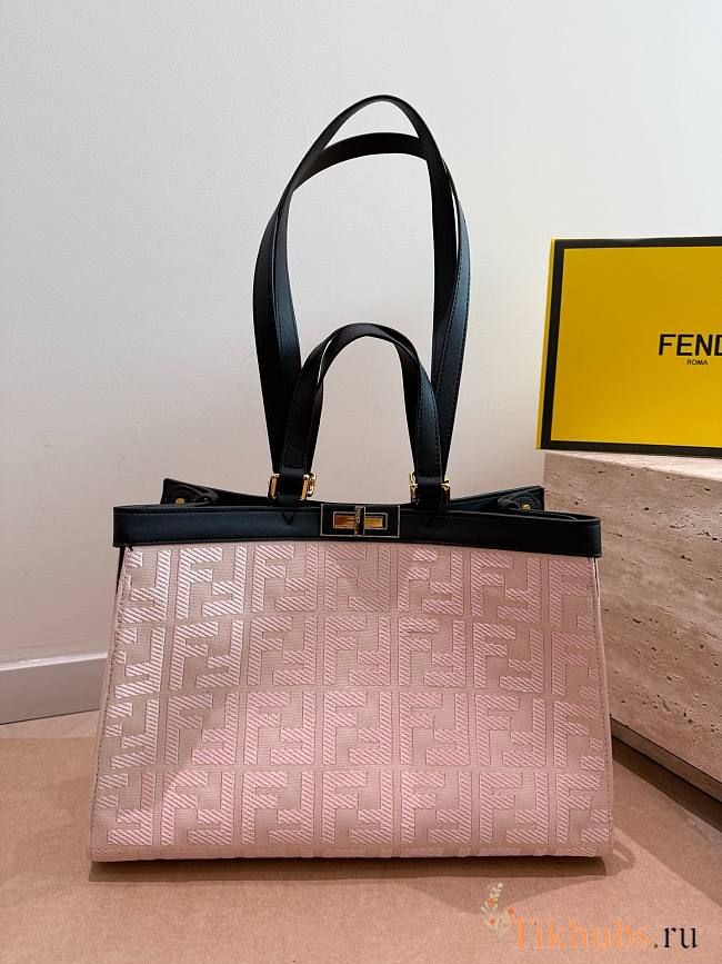 FENDI Women Peekaboo X-Tote Embroidered Canvas Bag-Pink Daal 41 x 28 cm - 1