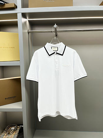  Gucci Short Sleeved Pique Collar Polo Shirt.