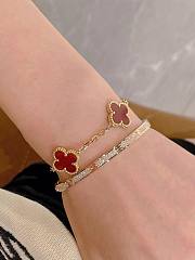 Van Cleef & Arpels Vintage Alhambra bracelets featuring red carnelian clover motifs - 5