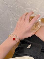 Van Cleef & Arpels Vintage Alhambra bracelets featuring red carnelian clover motifs - 2