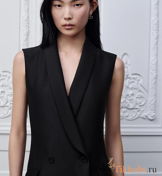 DIOR Mid-Length Blazer DressBlack Wool and Silk - 1