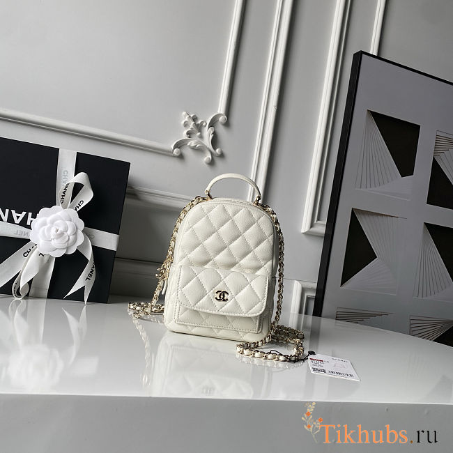 Chanel Caviar Quilted Small CC Day Backpack White 18×13×9cm - 1