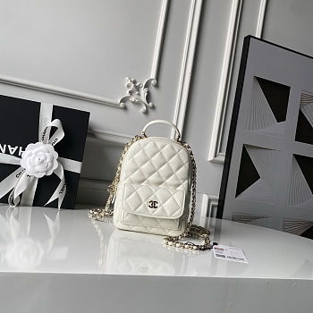 Chanel Caviar Quilted Small CC Day Backpack White 18×13×9cm