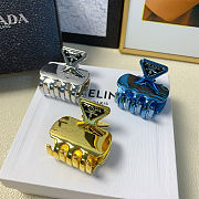  Prada Triangle Logo Hair Clip Gold - 2
