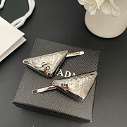 Prada Triangle Logo Metal Hair Clips - 5