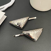 Prada Triangle Logo Metal Hair Clips - 6
