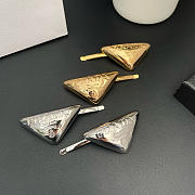 Prada Triangle Logo Metal Hair Clips - 3