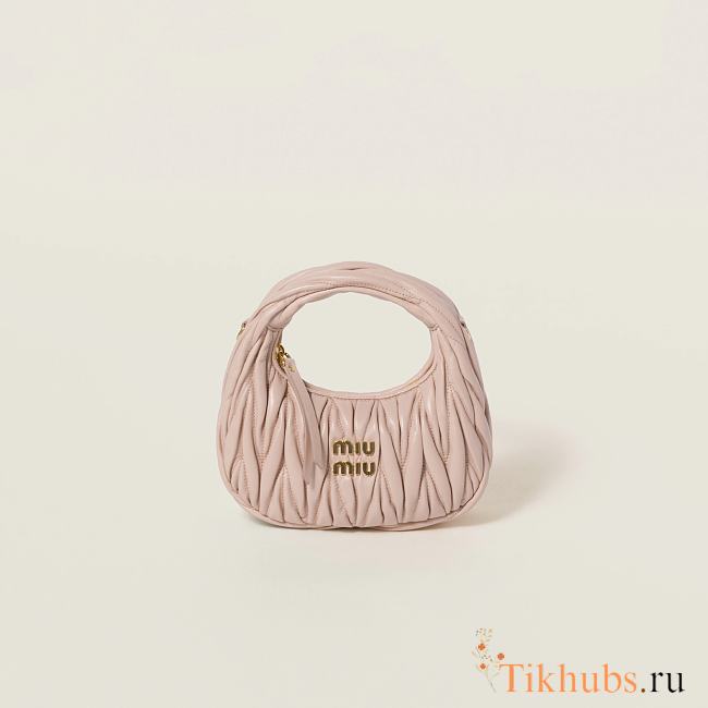 MIU MIU Powder Pink Wander Matelasse Nappa Leather Mini Bag 17.5×14×5.5cm - 1