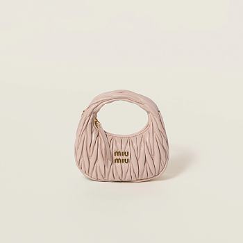 MIU MIU Powder Pink Wander Matelasse Nappa Leather Mini Bag 17.5×14×5.5cm
