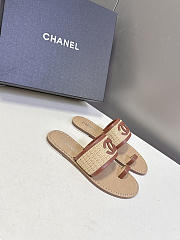 Chanel Beige & Brown Raffia Lambskin Sandals - 5