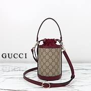 Gucci Ophidia Mini Bucket Bag GGCanvas in Red 11.5x23x8cm - 4