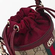 Gucci Ophidia Mini Bucket Bag GGCanvas in Red 11.5x23x8cm - 3