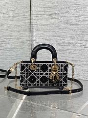 Christian Dior Tweed Cannage Lady D-Joy Black White 16.5cm - 5