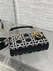 Christian Dior Tweed Cannage Lady D-Joy Black White 16.5cm - 3