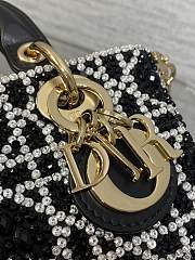 Christian Dior Tweed Cannage Lady D-Joy Black White 16.5cm - 2