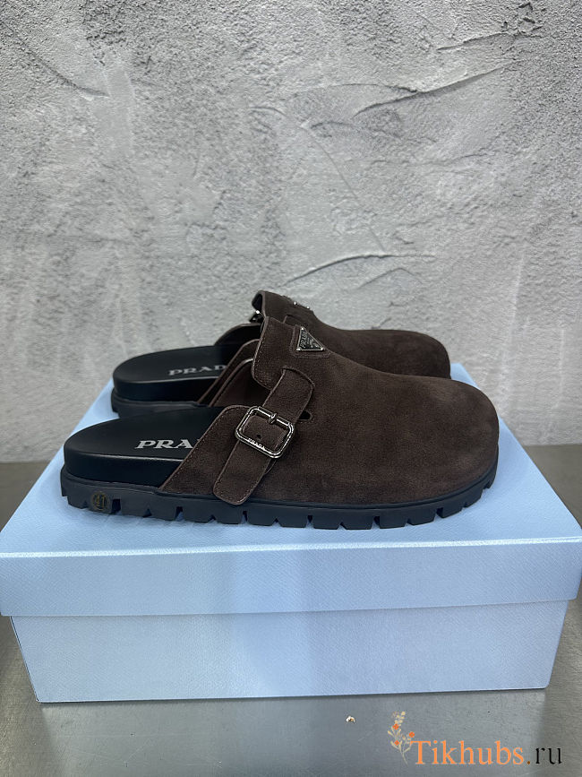 Prada Brown Suede Mules - 1