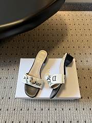 Dior J'Adior Heeled Slide Ivory Embroidered Cotton Black 4cm - 1