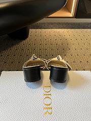 Dior J'Adior Heeled Slide Ivory Embroidered Cotton Black 4cm - 5