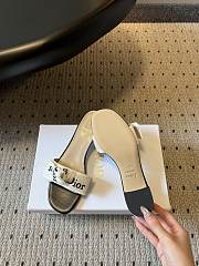 Dior J'Adior Heeled Slide Ivory Embroidered Cotton Black 4cm - 4