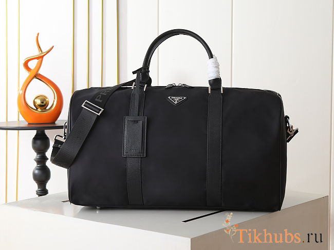 Prada Re-Nylon and Saffiano Leather Duffle Black Bag 50x27.5x27cm - 1
