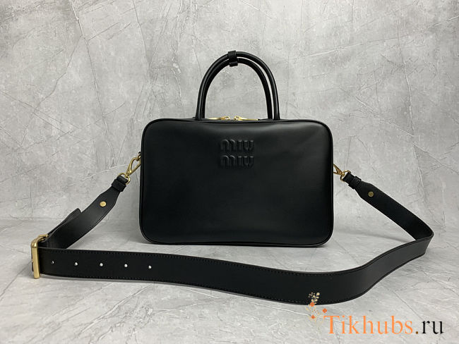Miu Miu Black Beau Leather Top-handle Bag 34.5x12cmx23cm - 1