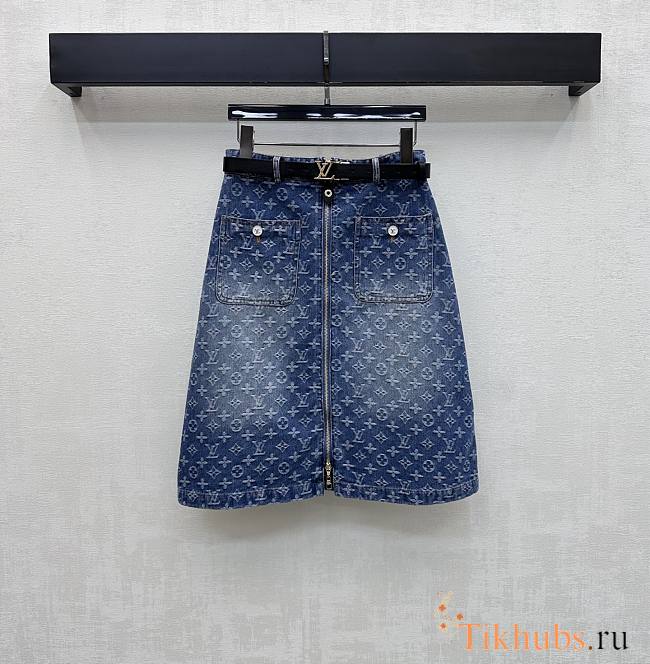 Louis Vuitton Monogram Denim A-Line Skirt - 1