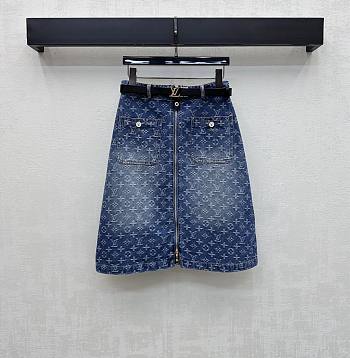 Louis Vuitton Monogram Denim A-Line Skirt